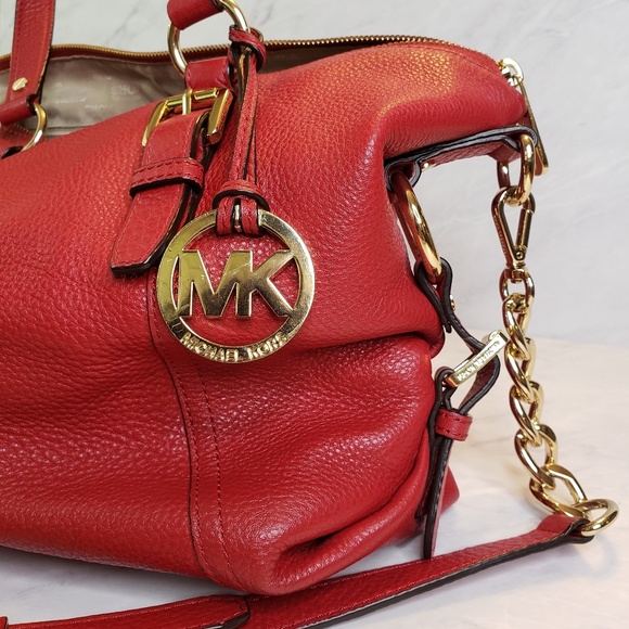 red leather michael kors purse